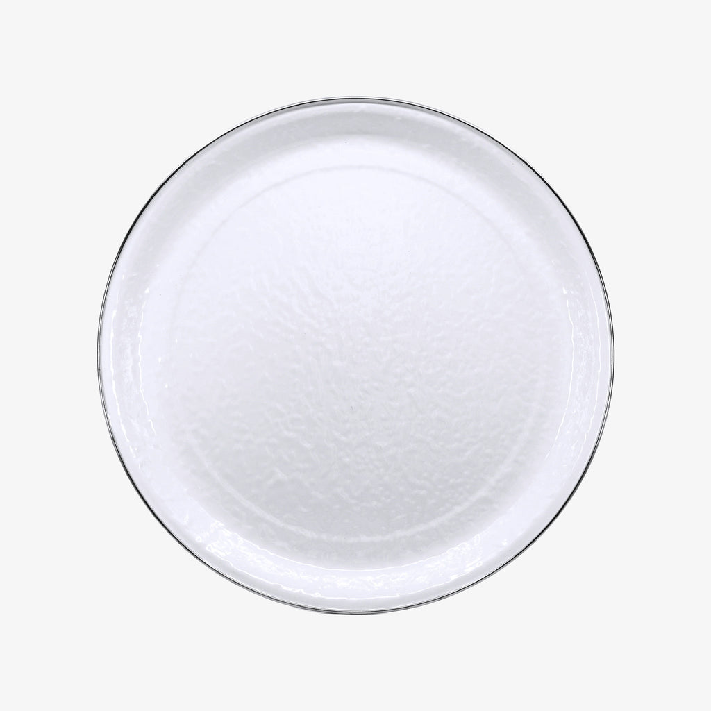 Grand plateau en émail blanc