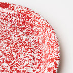 Grand plateau de service rond en émail rouge