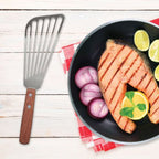 Spatule à poisson en acier inoxydable avec manche en palissandre 