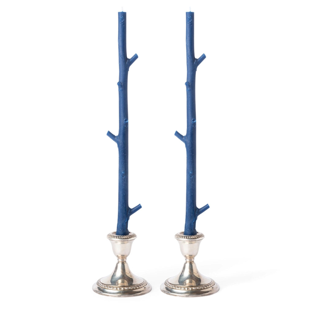 Paire de bougies en bâtonnets d'érable, couleur bleu nuit étoilée