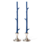 Paire de bougies en bâtonnets d'érable, couleur bleu nuit étoilée