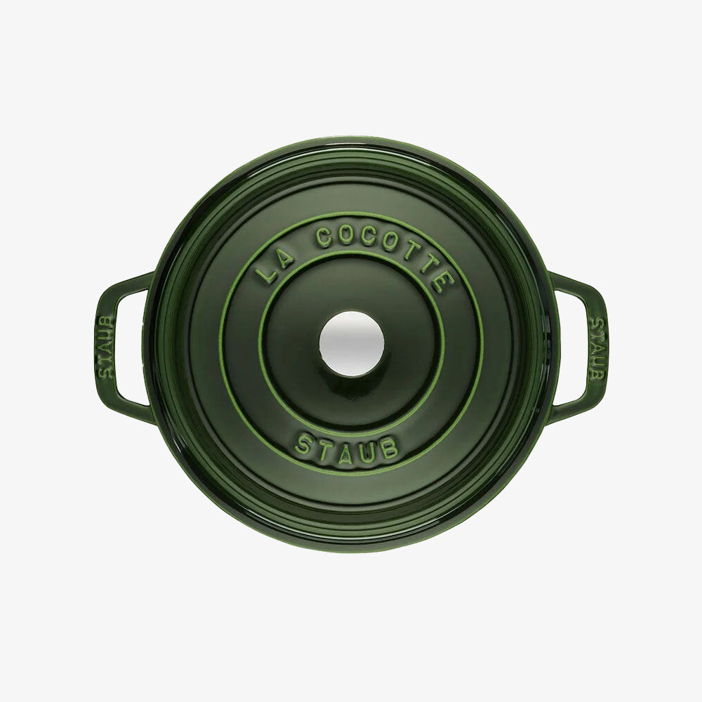 Cocotte ronde Staub de 7 pintes, couleur vert basilic