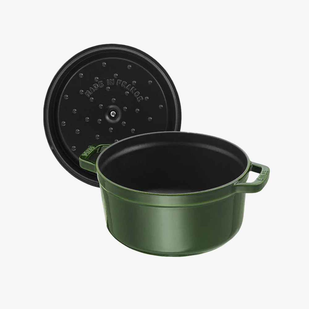 Cocotte ronde Staub de 7 pintes, couleur vert basilic