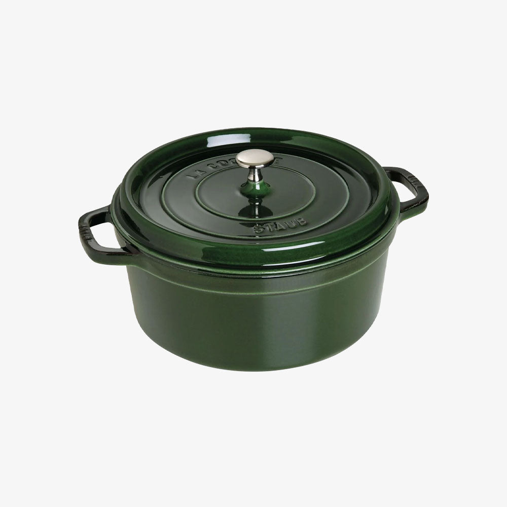 Cocotte ronde Staub de 7 pintes, couleur vert basilic