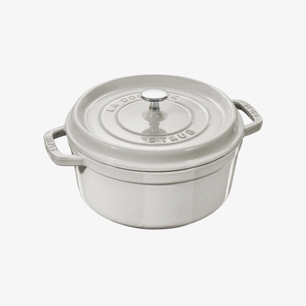Cocotte ronde Staub de 7 litres couleur truffe blanche