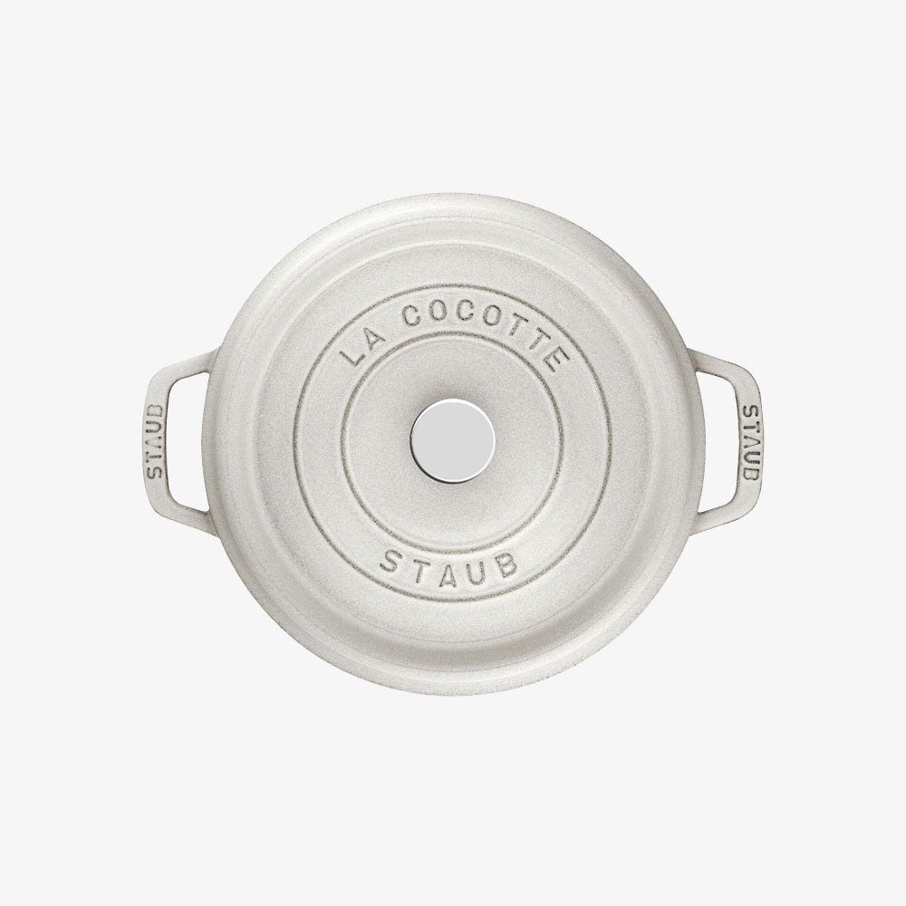 Cocotte ronde Staub de 7 litres couleur truffe blanche