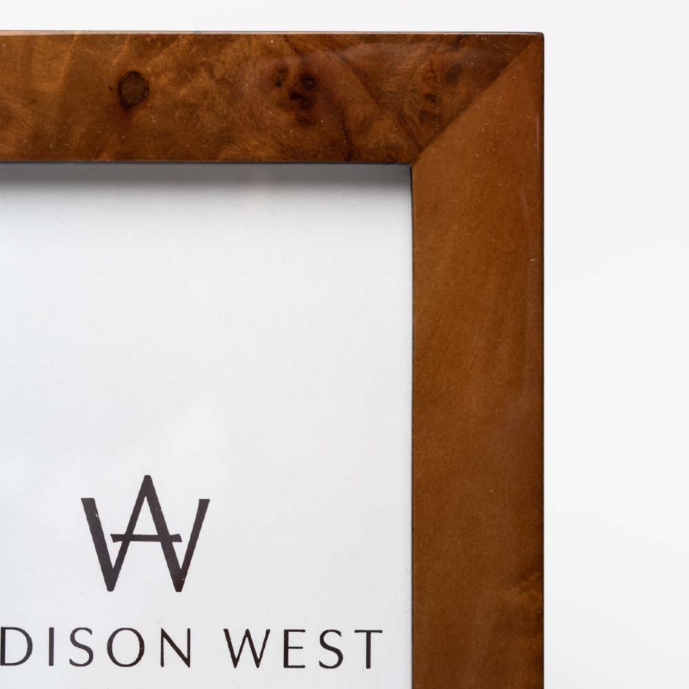 Cadre photo en loupe de bois, conteur