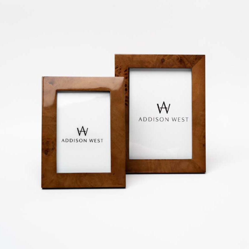 Cadre photo en loupe de bois, conteur