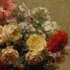 Peinture à l'huile encadrée de fleurs de la nature morte