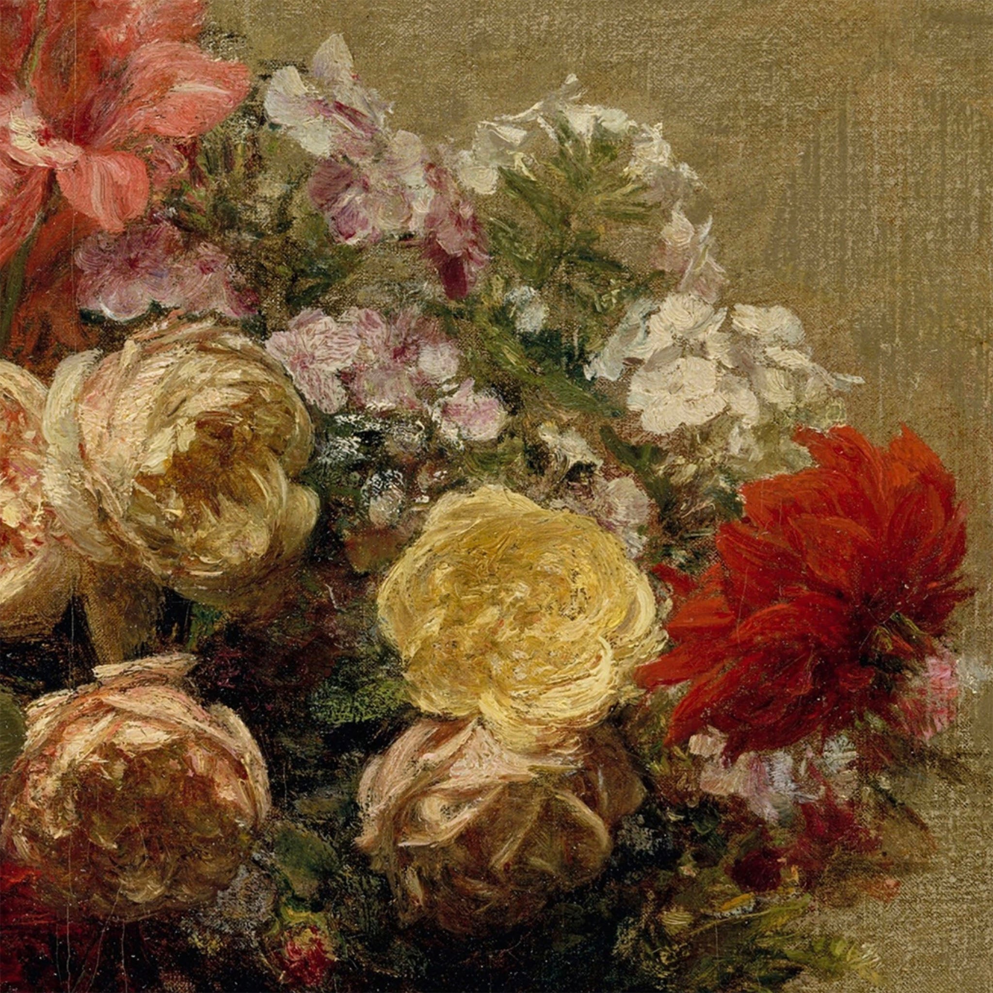 Peinture à l'huile encadrée de fleurs de la nature morte