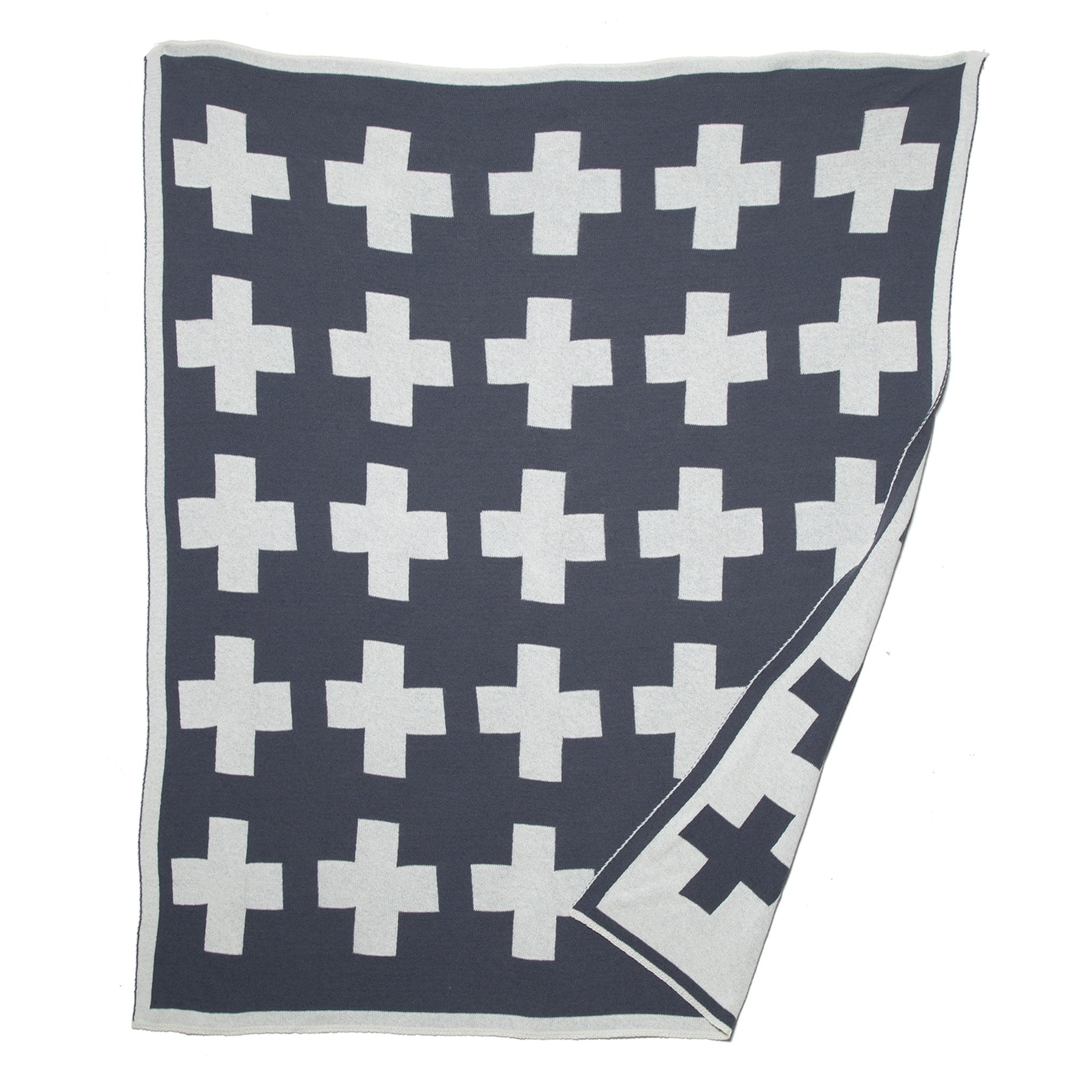 Couverture réversible à motif croix suisse