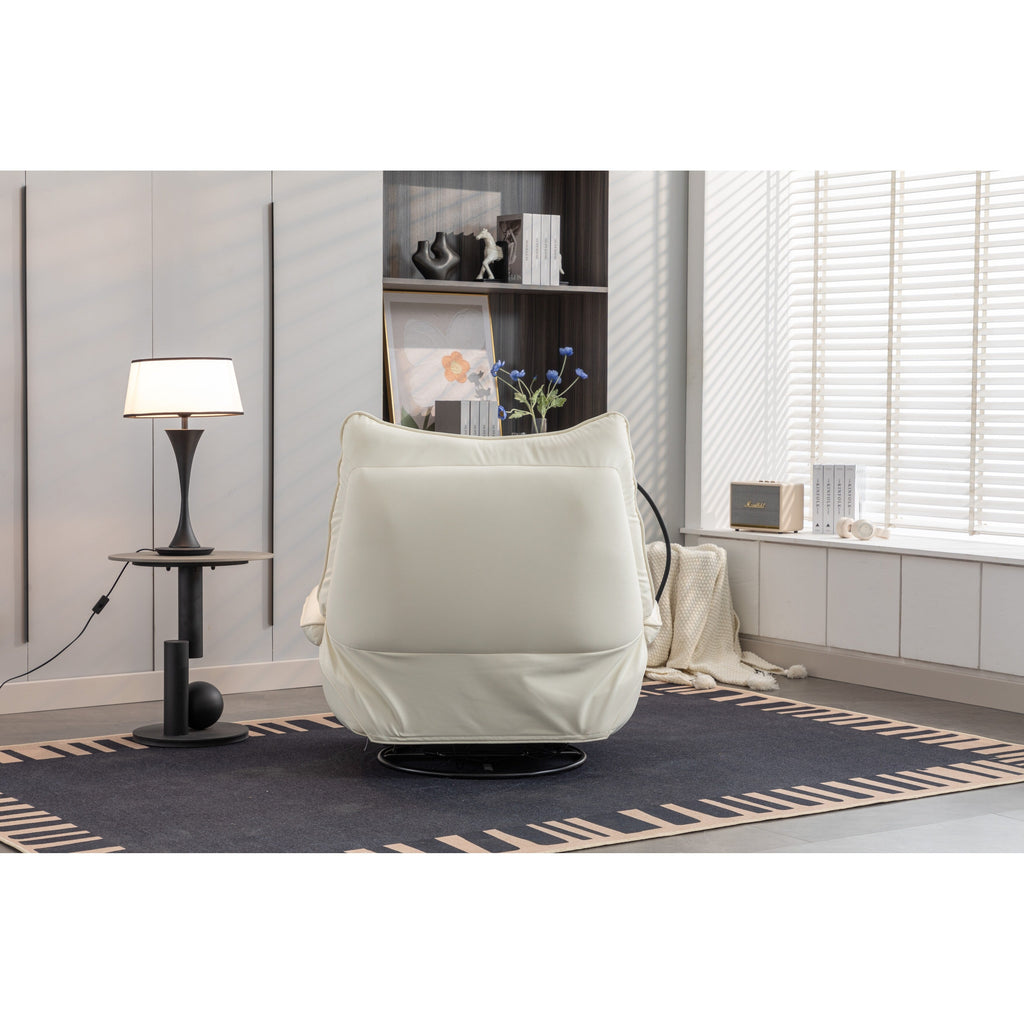 Fauteuil inclinable électrique pivotant avec haut-parleurs Bluetooth, support pour téléphone, ports de chargement USB et Type-C, rangement dissimulé dans l'accoudoir