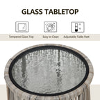 Ensemble bistro de conversation en résine tressée 3 pièces pour extérieur, mobilier de patio en rotin résistant aux intempéries avec coussins