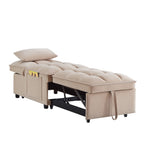 Canapé-lit pliant une place en velours taupe 68,5 avec dossier réglable et coussins pour salon