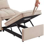 Canapé-lit pliant une place en velours taupe 68,5 avec dossier réglable et coussins pour salon