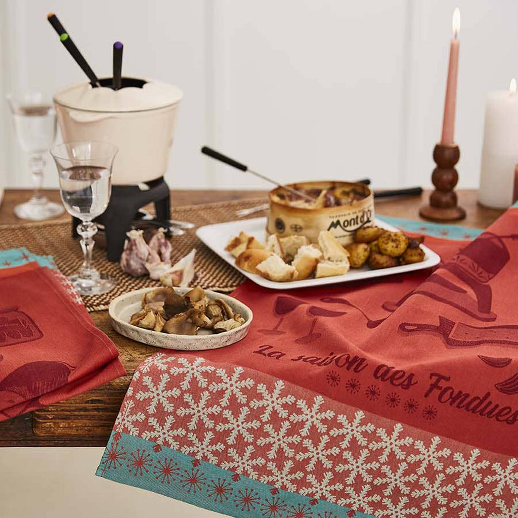 Torchon jacquard « Saison de la fondue »