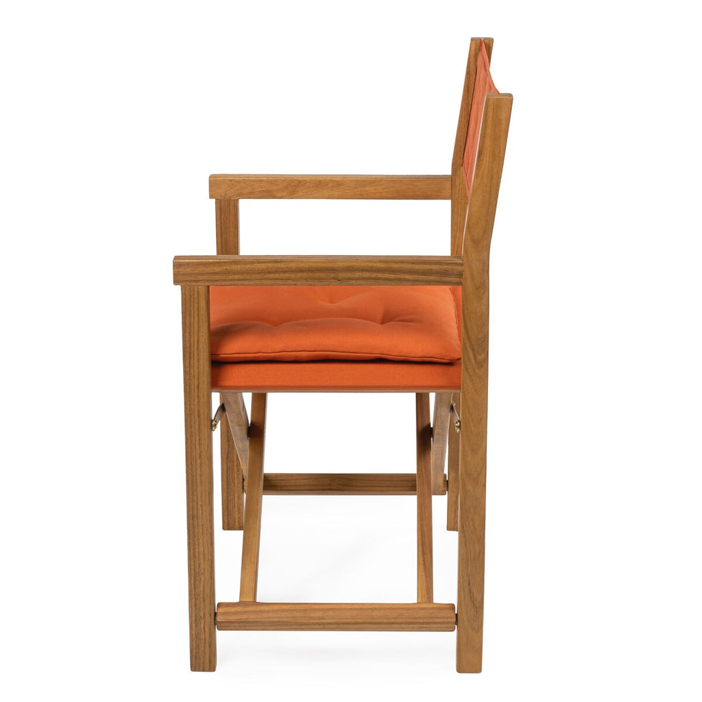 Chaise de réalisateur pliable d'extérieur Theo Classic en bois d'acacia, style milieu du siècle, avec dossier matelassé en losanges et coussin (lot de 2), par JONATHAN Y