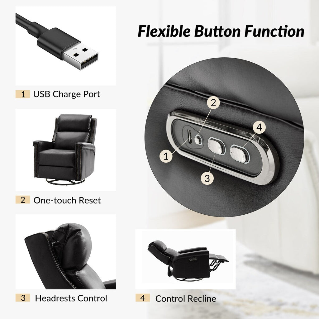 Ensemble de 2 fauteuils inclinables électriques pivotants et à bascule Tobias de style traditionnel par HULALA HOME