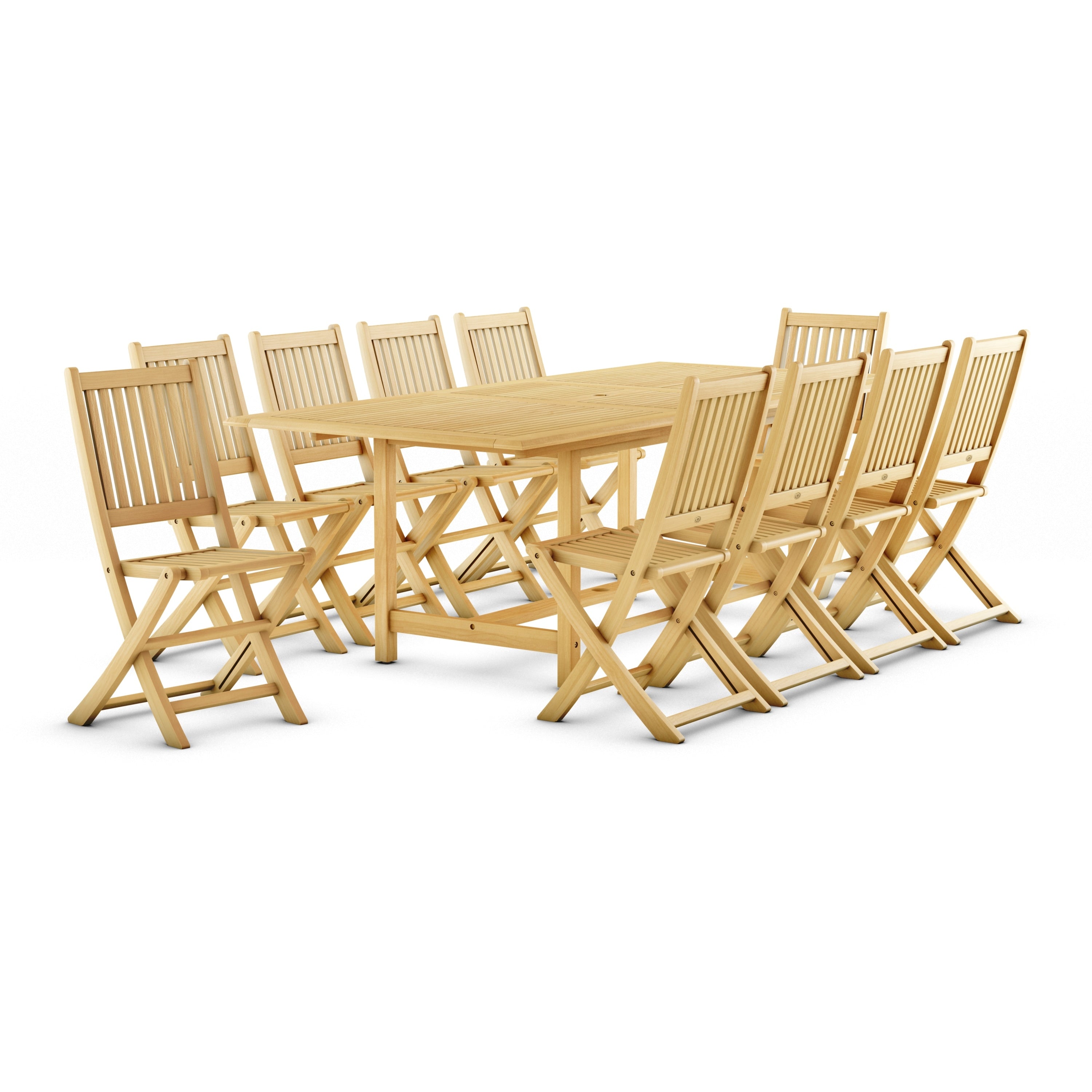 Ensemble de salle à manger d'extérieur Amazonia en bois de teck certifié FSC, 11 pièces - 10 à 11 couverts