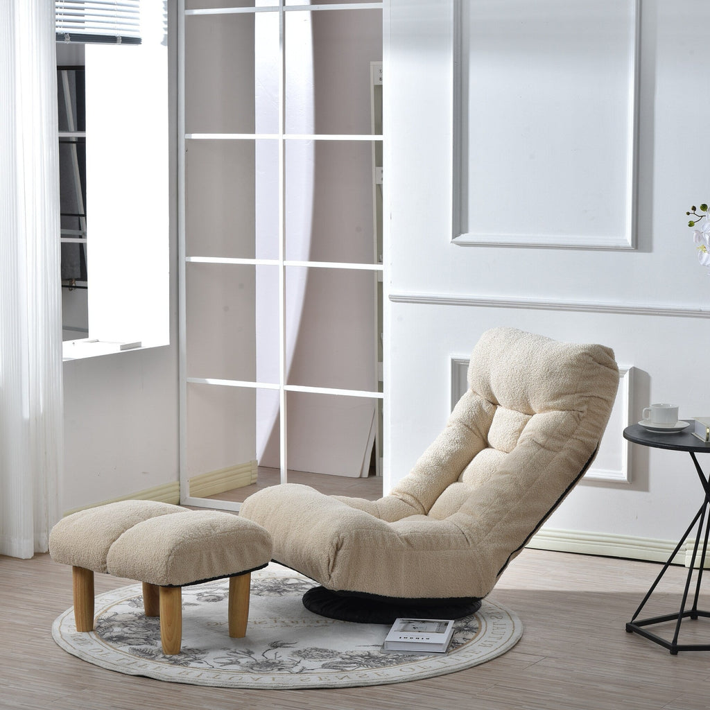 Ensemble fauteuil inclinable rembourré sans accoudoirs avec repose-pieds et appui-tête réglable