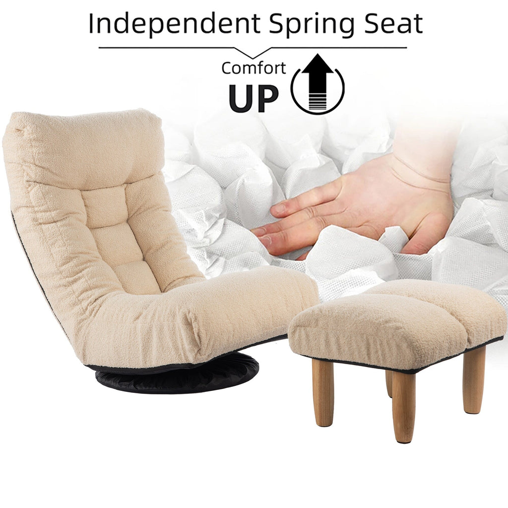 Ensemble fauteuil inclinable rembourré sans accoudoirs avec repose-pieds et appui-tête réglable