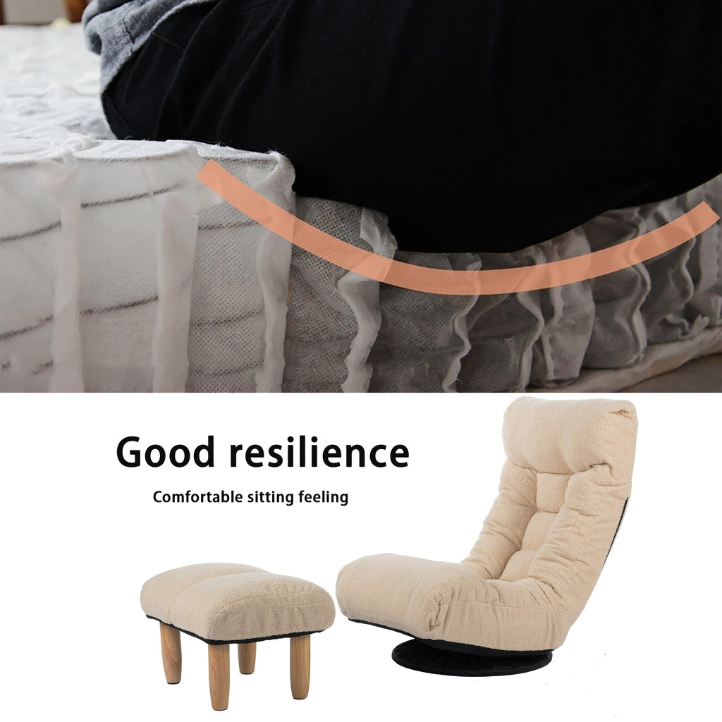 Ensemble fauteuil inclinable rembourré sans accoudoirs avec repose-pieds et appui-tête réglable