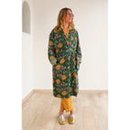 Peignoir en velours de coton imprimé Ingrid