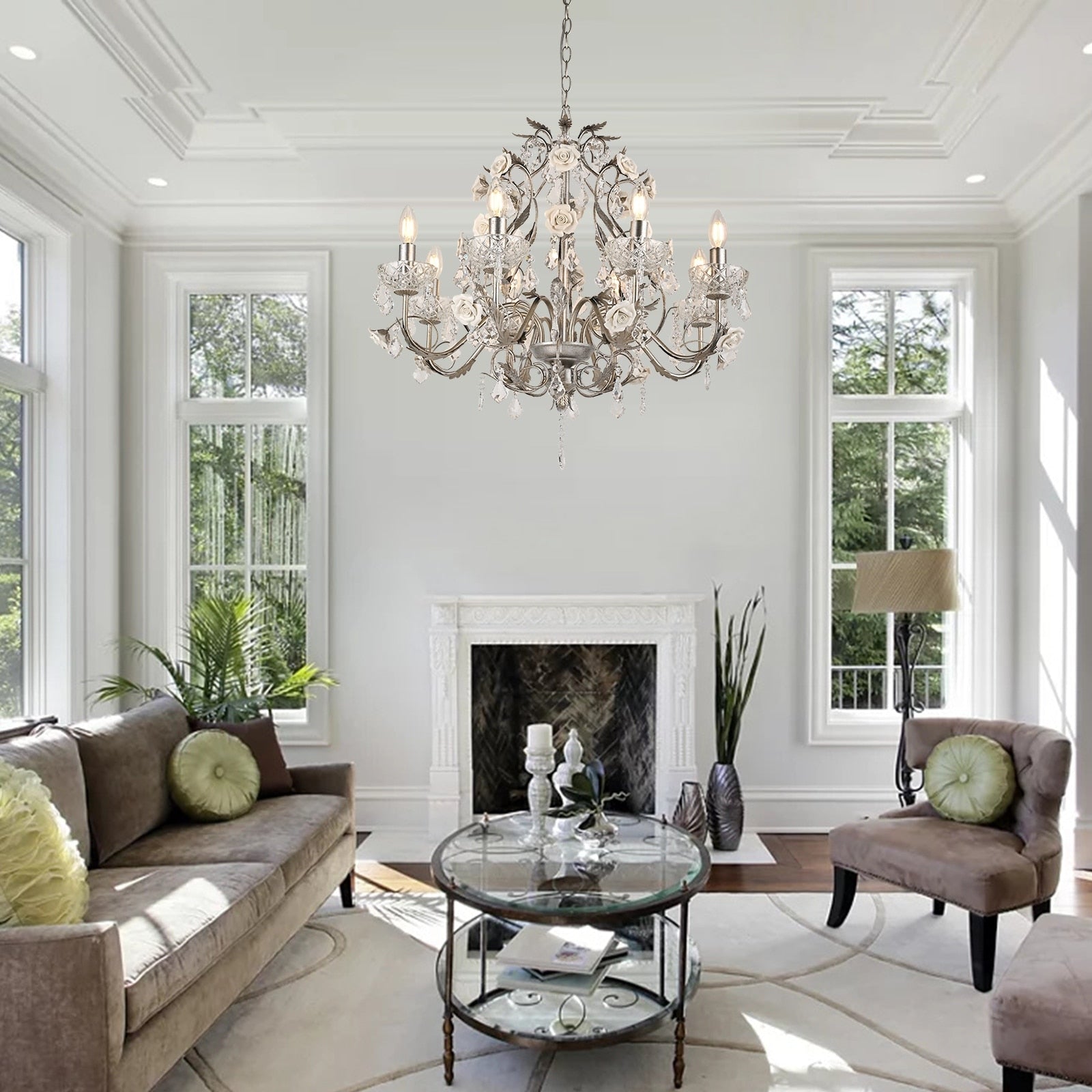 Magnifique et élégant lustre vintage en cristal rose, style palais.