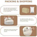 Fauteuil de jardin rond WOWMAX 47, canapé-lit surdimensionné en velours côtelé avec 2 coussins décoratifs