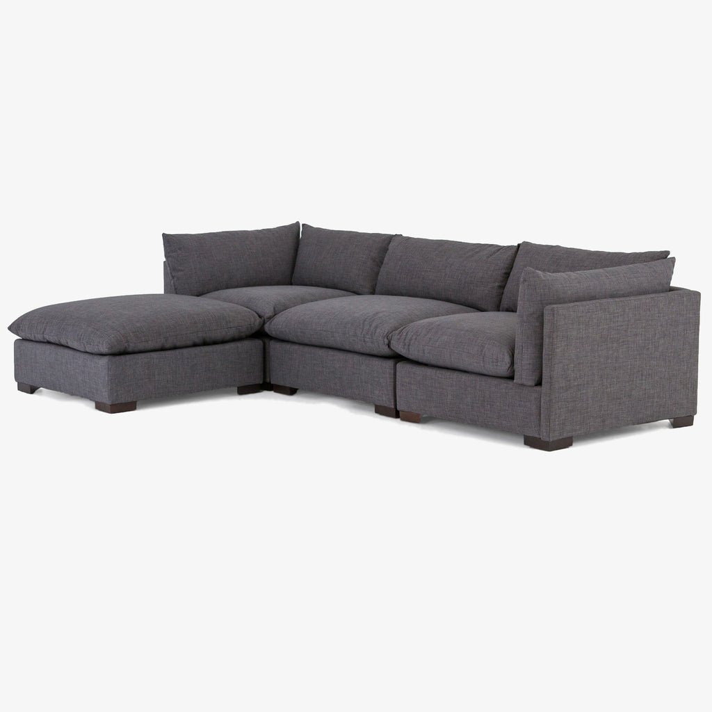 Canapé d'angle 3 pièces Four Hands Westwood avec pouf, coloris Bennett Charcoal
