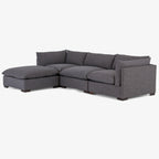 Canapé d'angle 3 pièces Four Hands Westwood avec pouf, coloris Bennett Charcoal
