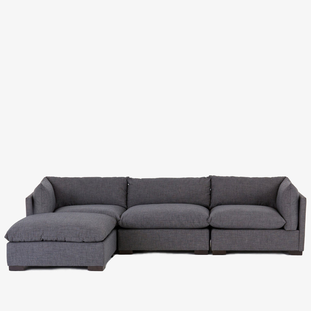 Canapé d'angle 3 pièces Four Hands Westwood avec pouf, coloris Bennett Charcoal