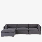 Canapé d'angle 3 pièces Four Hands Westwood avec pouf, coloris Bennett Charcoal