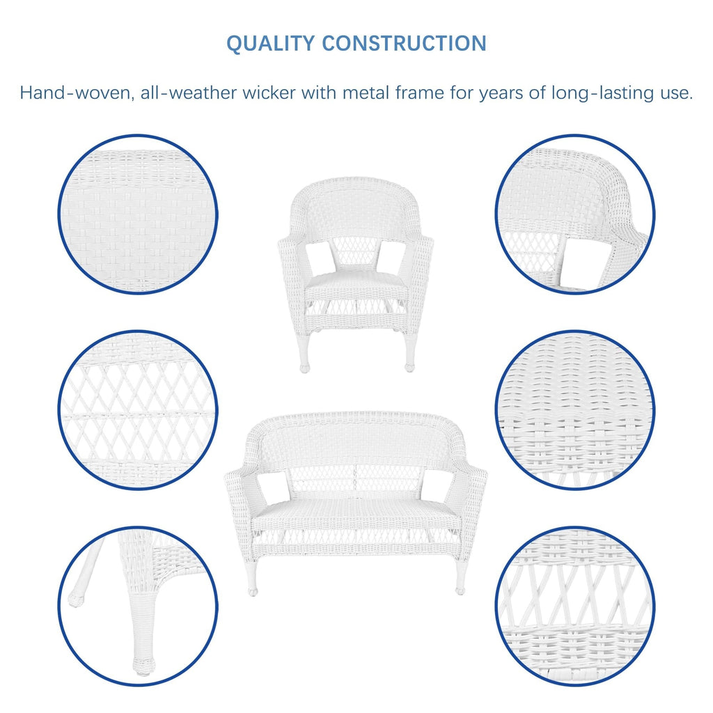 Ensemble de conversation 4 pièces en osier pour patio