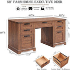 Bureau de direction style ferme, bureau en bois pour bureau à domicile, bureau d'ordinateur