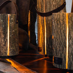 Lampe de coffre en frêne moyen avec sangle en cuir