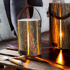 Lampe de coffre en frêne moyen avec sangle en cuir