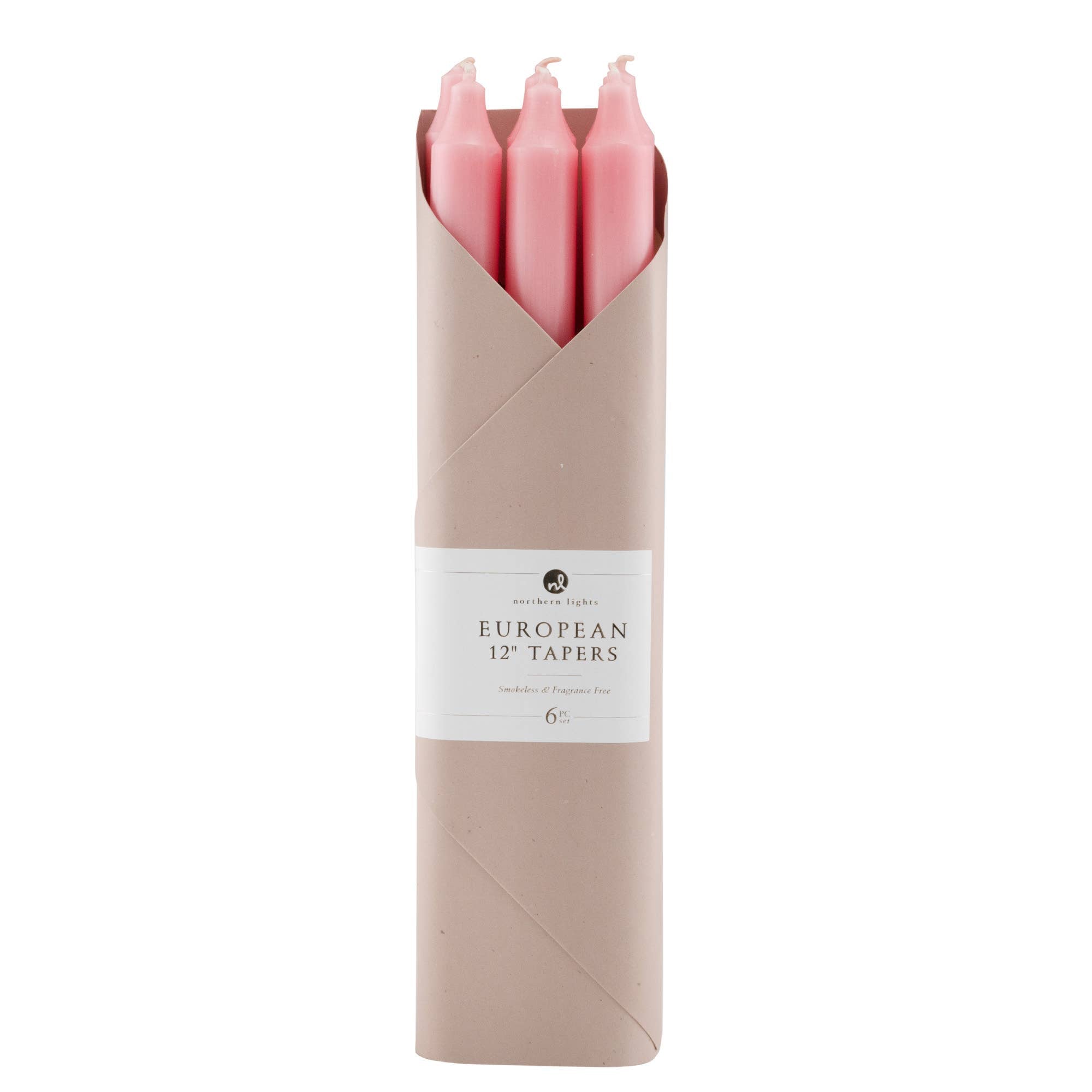 Lot de 6 bougies coniques rose pâle (12 pièces).