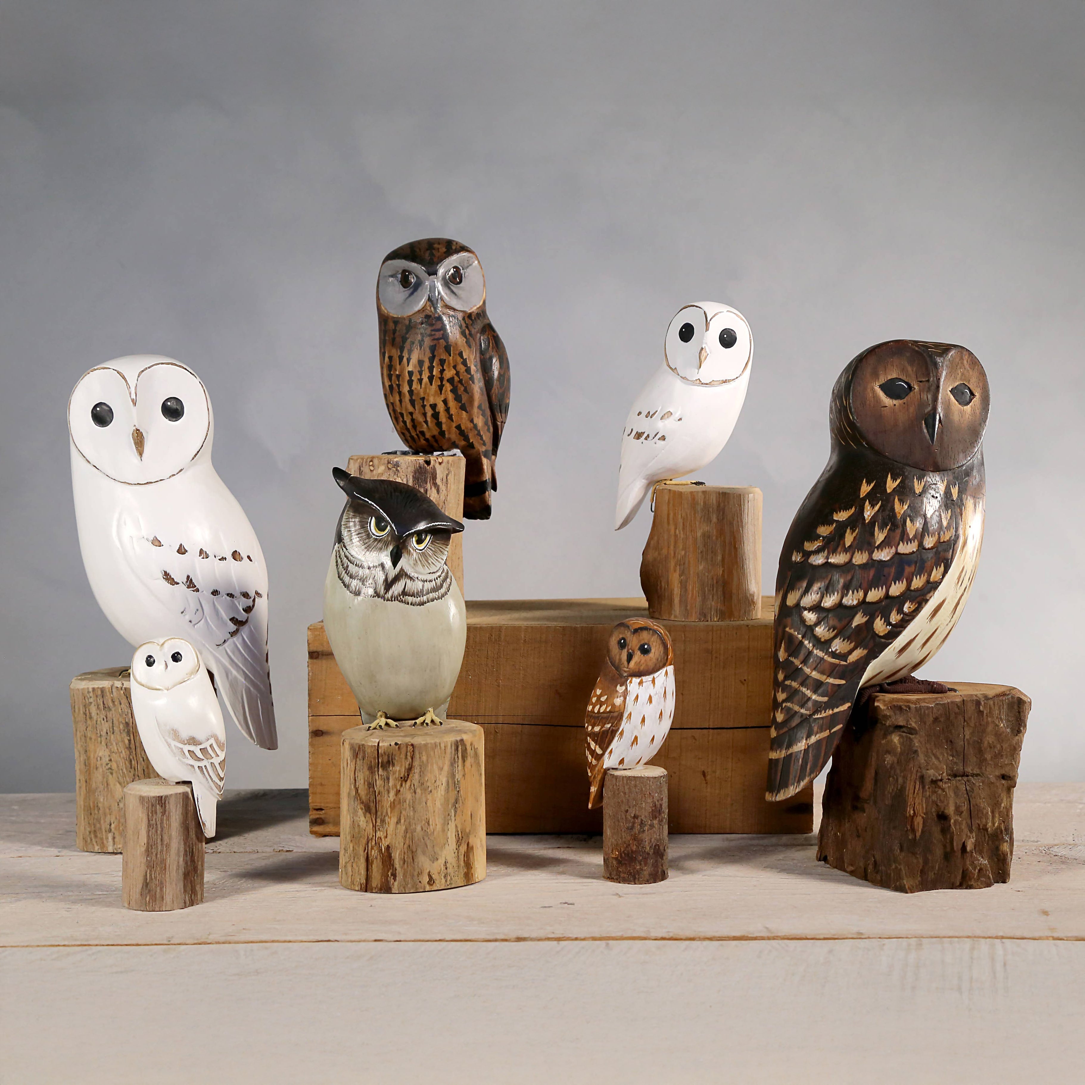 Scie à main en bois sculptée en forme de hibou