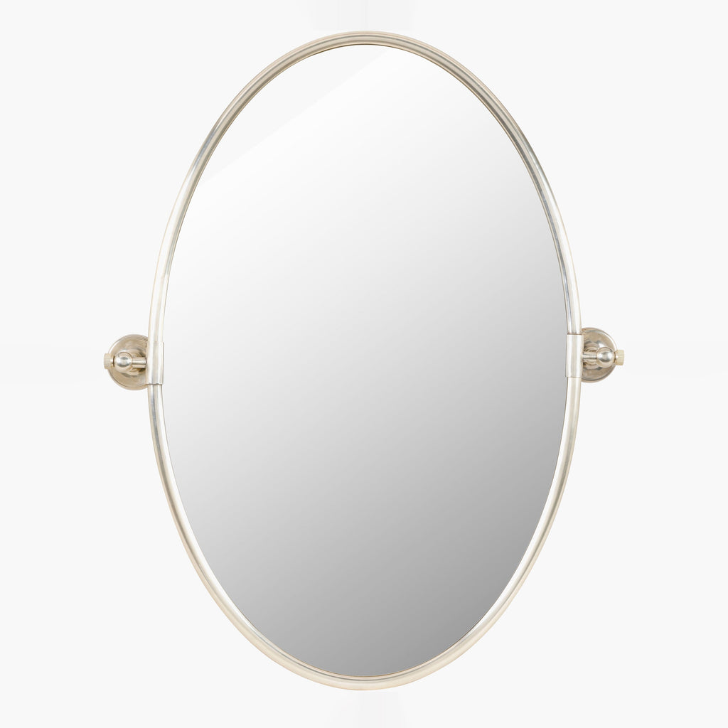Miroir ovale pivotant Burnish en argent vieilli