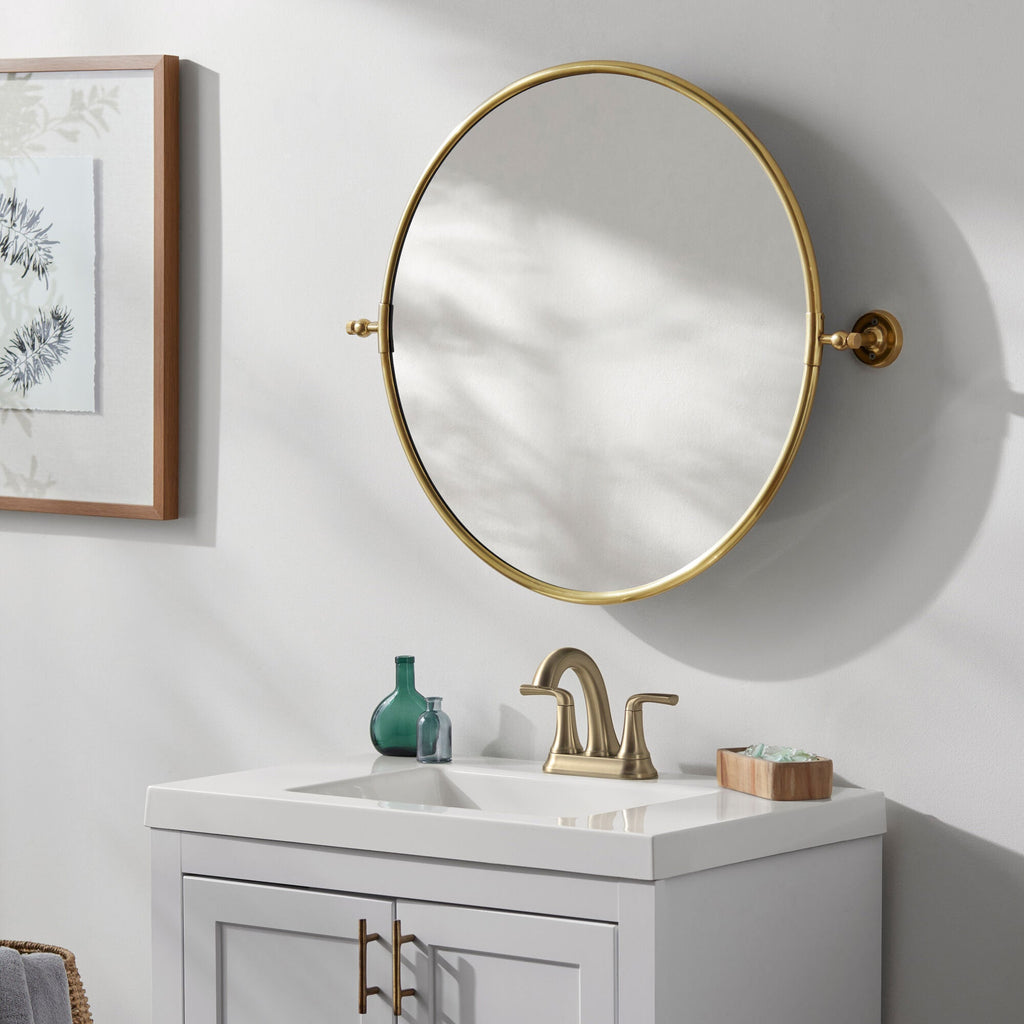 Miroir pivotant rond Burnish en or antique