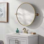Miroir pivotant rond Burnish en or antique