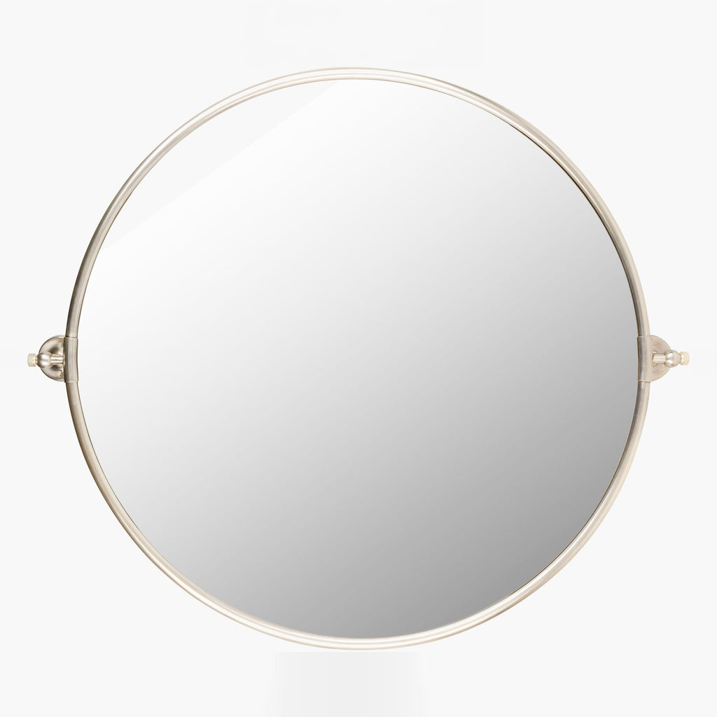 Miroir pivotant rond Burnish en argent vieilli