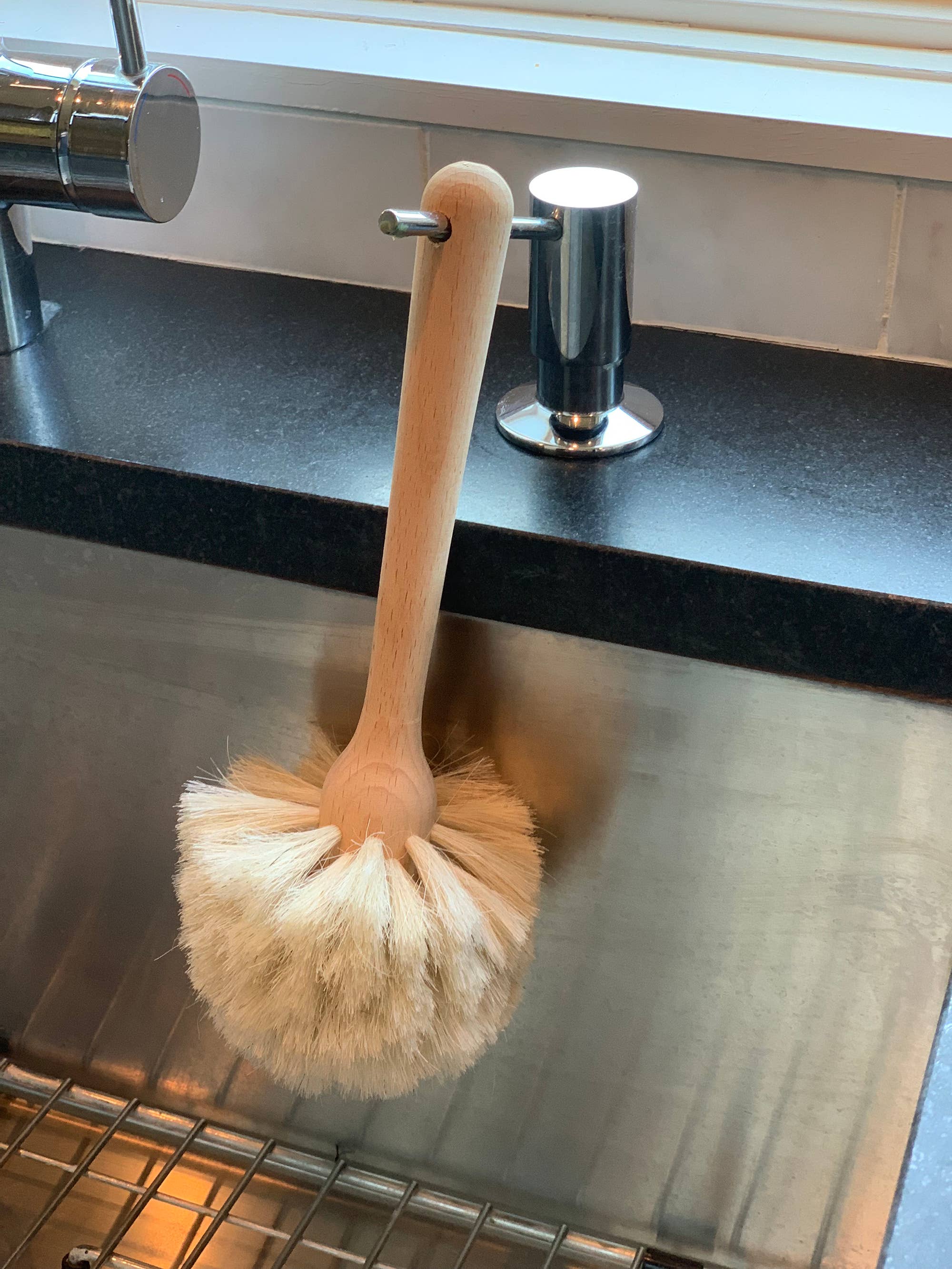 Brosse à vaisselle en crin de cheval naturel