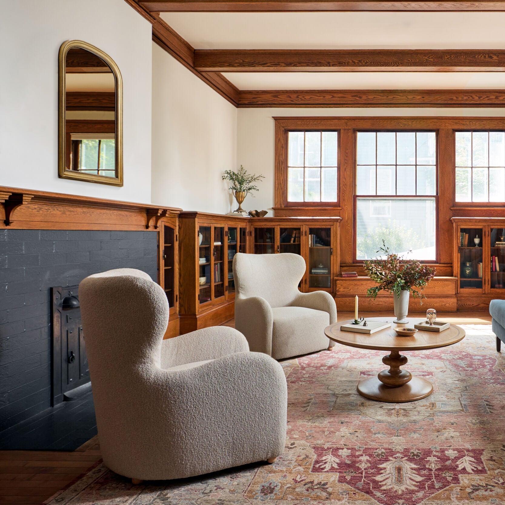 Miroir de cheminée Nalanda en or vieilli